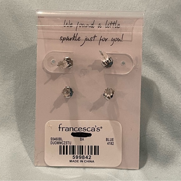 Francesca teal and clear stud earrings NWT - Picture 2 of 2